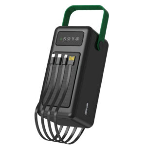 پاوربانک گرین لاین 50000 میلی آمپر با کابل متصل Solar Max مدل Green Lion GNSLRPB50BK