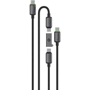 کابل دوتایی 2 سر تایپ سی پاورولوژی به همراه تبدیل مدل Powerology Argos pcab37gy